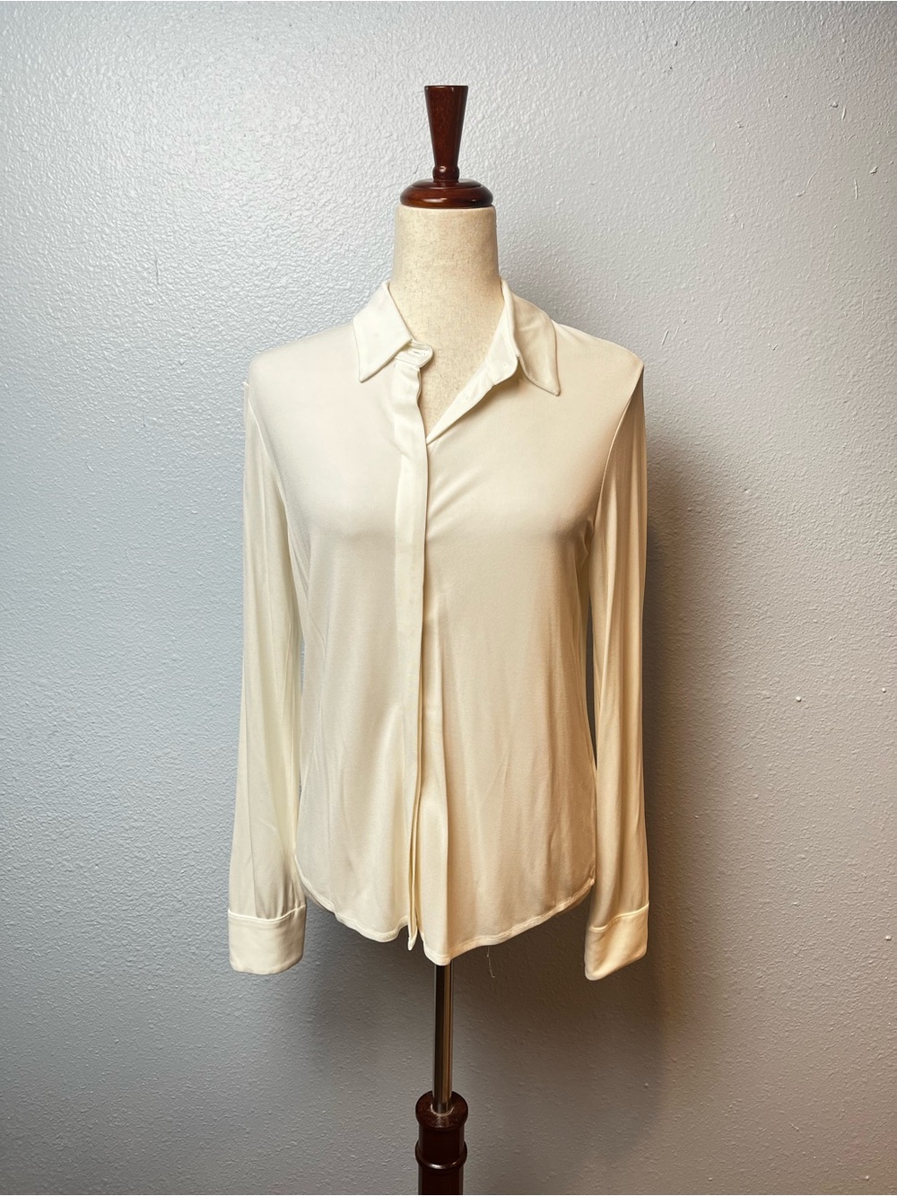 Enza Costa White Button Down Blouse Size Small